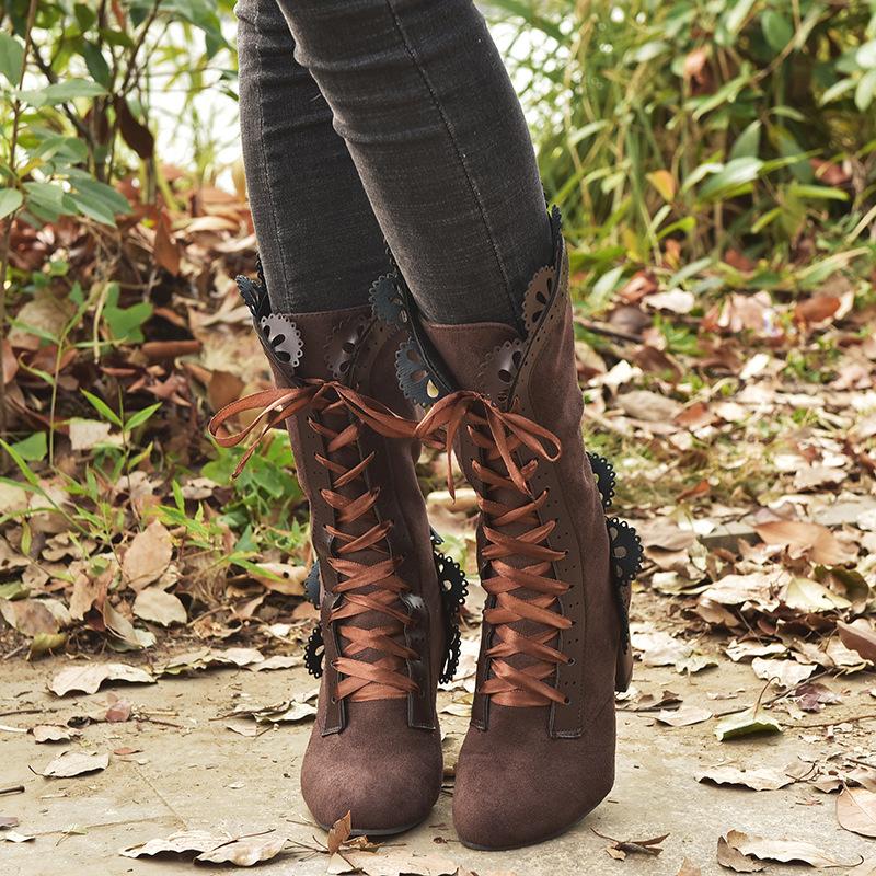 Women's high heels lace women's boots for autumn and winter 2026 Winter women's boots women's leather boots
