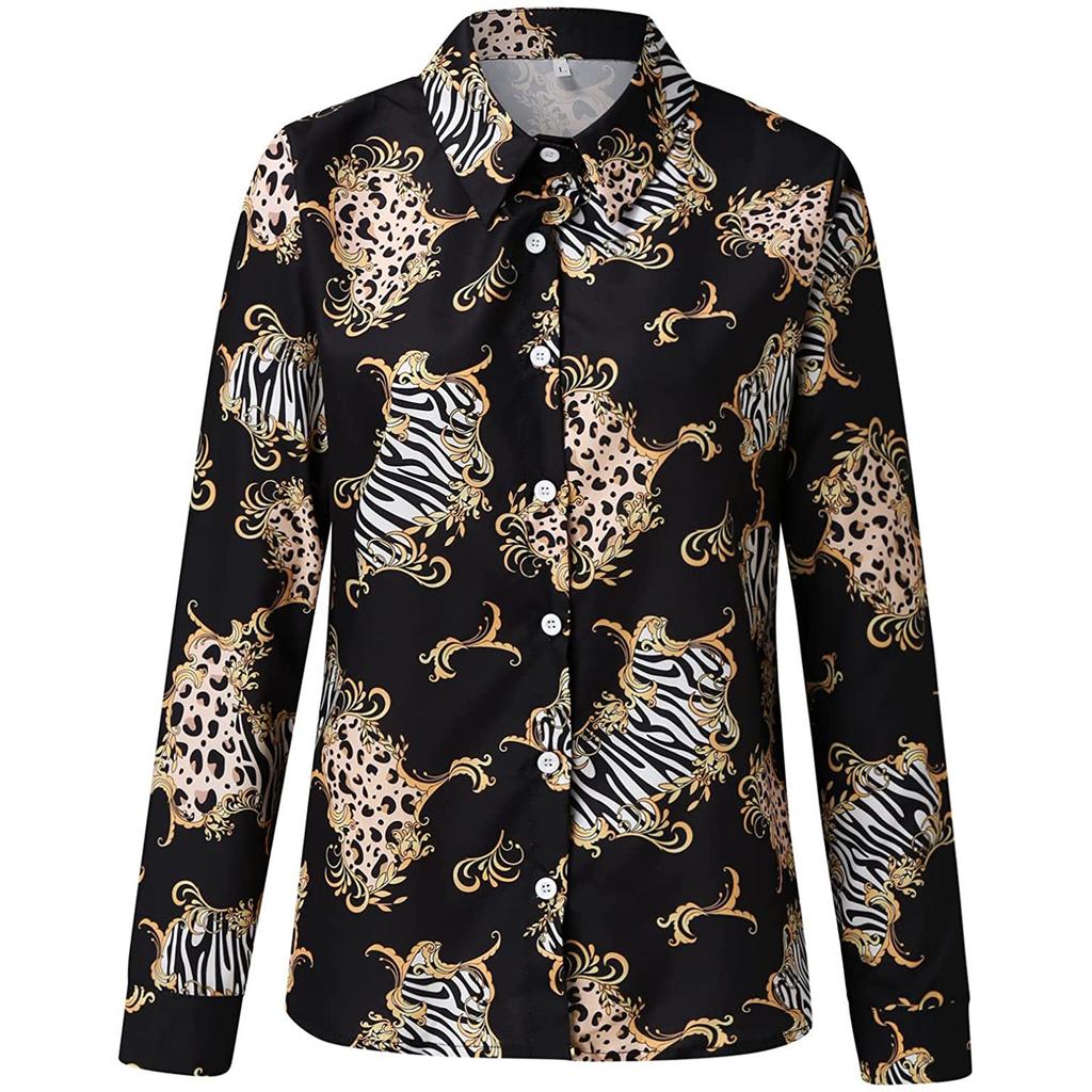 Vintage Blouses For Women Business Casual Long Sleeve Button-Down Shirts Elegant Ladies Plus Size Tunic Tops