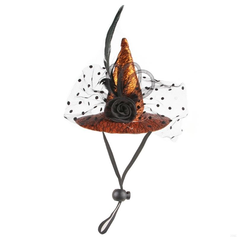 J0MC Trend Cats Witch Hat with Stretch Chin Rope Fashion Cool Dogs Cats Witch Hat Cats Halloween Carnivals Cosplay Hat чёрный