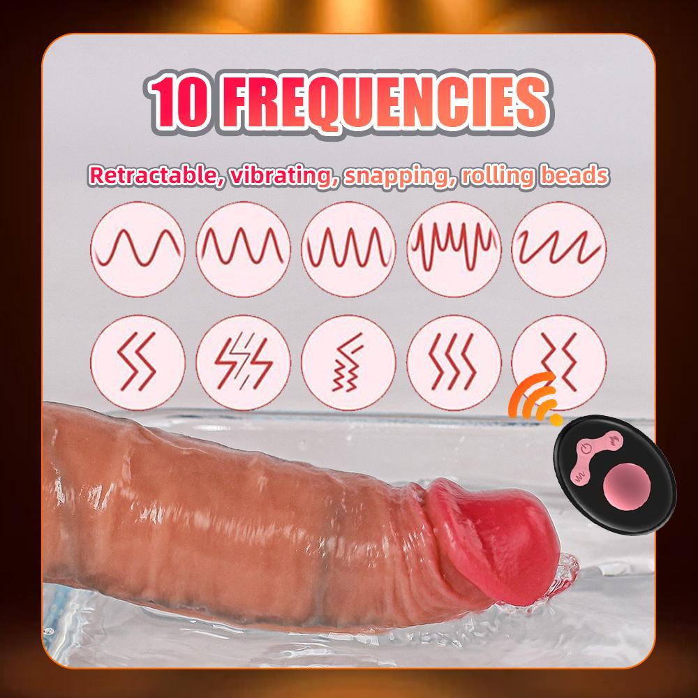 Telecomandă moale Dildo Penis pentru femei Telecomandă mare realist Dildo cu vibrator Jucării sexuale Telescopice încălzite din cauciuc Cock Dick Sex Shop