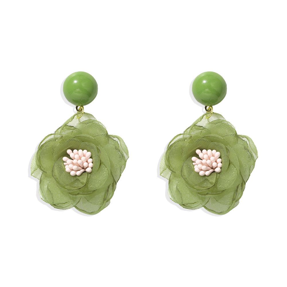 Gauze Multi-Layer Flower Simple Summer Sweet Girl Versatile Stud Earrings