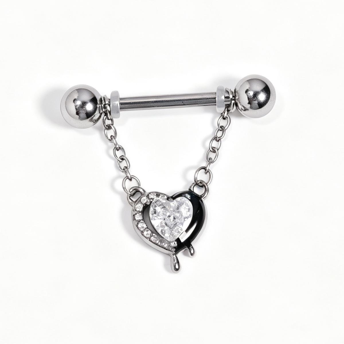 Punk Totenkopf Herz Flügel Edelstahl Brustwarzenpiercing