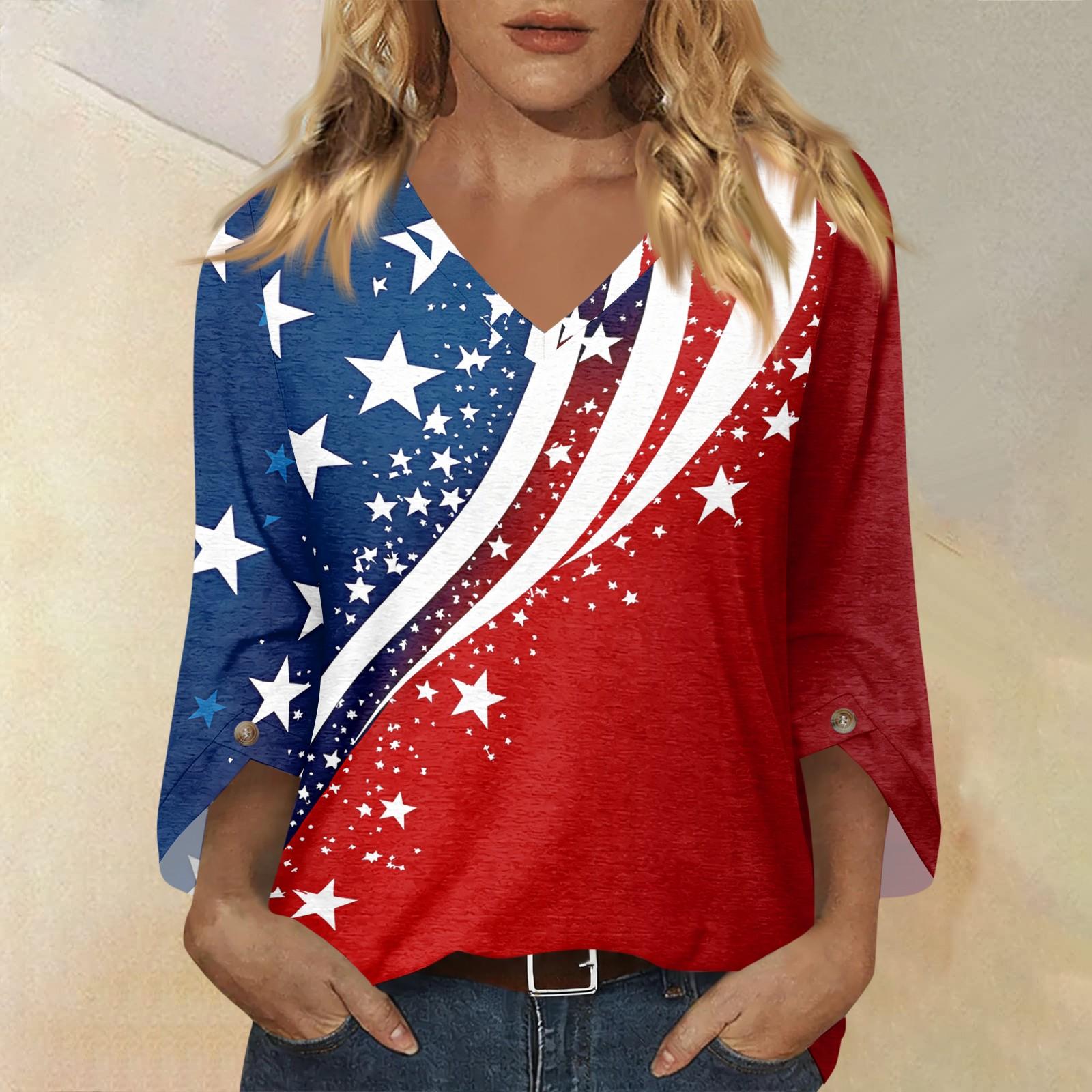 

Women s Fashionable Casual Three Quarter Sleeve -Color Collar Pullover Top XXXL синій