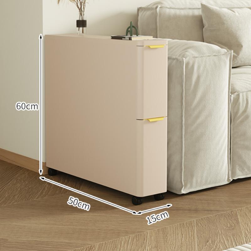 Slim Side Storage Cabinet Simple Luxury Bedside Table Easy-Move Small Corner Table for Bedroom And Living Room
