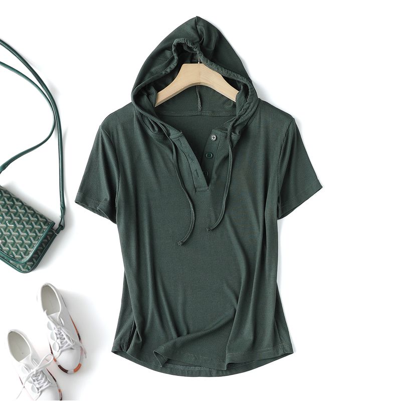 

Модальная футболка с капюшоном Женская Летняя Большого размера Свободная Легче всего для сочетания Толстовка Повседневная Уличная Тонкий тип Солнцезащитная с длинными рукавами Топы Dark green 2XL (70.00 kg-80.00 kg recommended