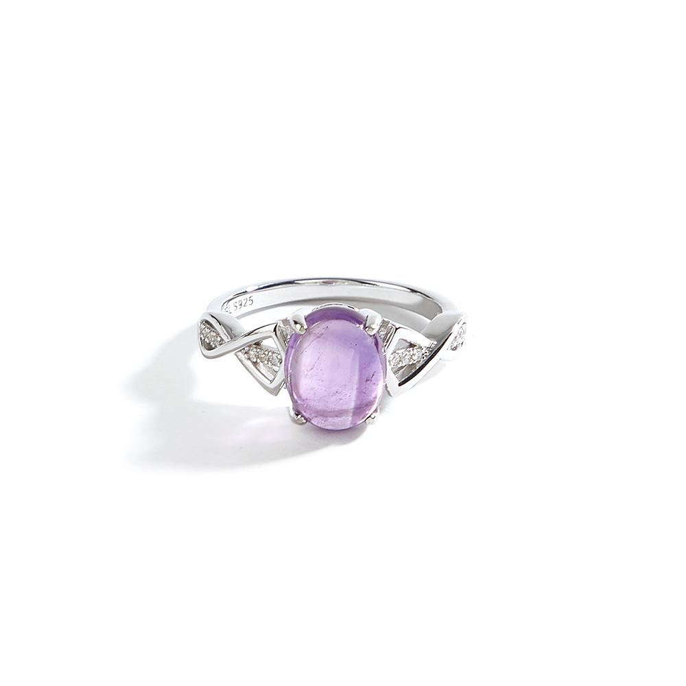 

Gorgeous natural Amethyst oval 8*10mm women s ring 925 sterling silver real gemstone fine jewelry for women s anniversary gifts US RING SIZE:10# фиолетовый
