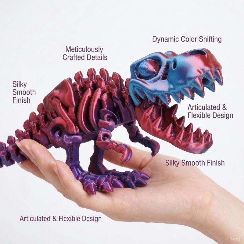 3D-gedruckter Drachen-Dinosaurier Fidget Toy, Rotierendes, bewegliches Bastelmodell, Geburtstagsgeschenk für Kinder & Schreibtisch-Landschaftsdekoration