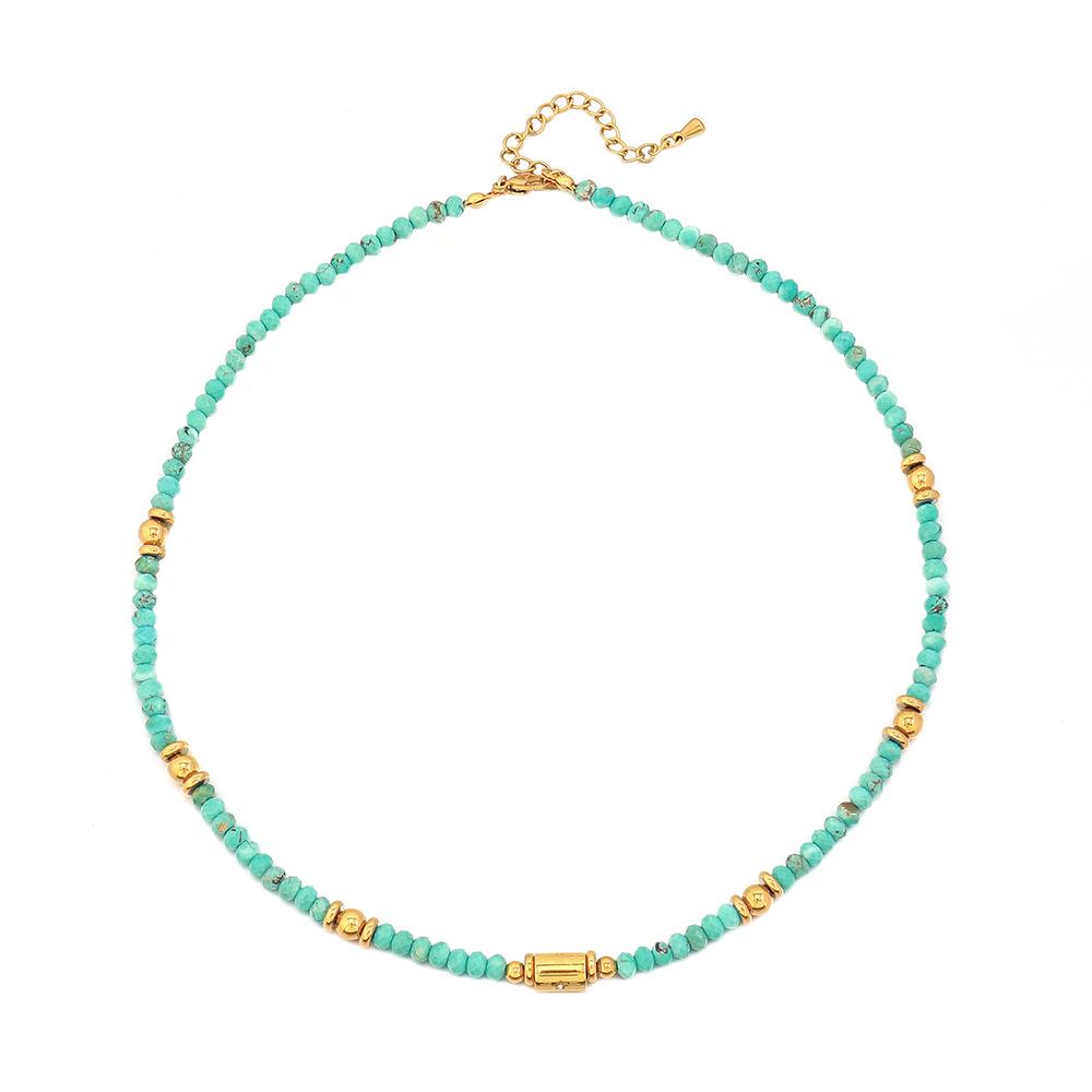 GEMCHIC Women s Natural Stone Beaded Necklace Vintage Geometric Gold Accent Choker