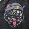 Harajuku Retro Street Spoof Print Old Short-Sleeved T-Shirt Men'S Trend Brand Hip-Hop Washed Five-Quarter Sleeve T-Shirt
