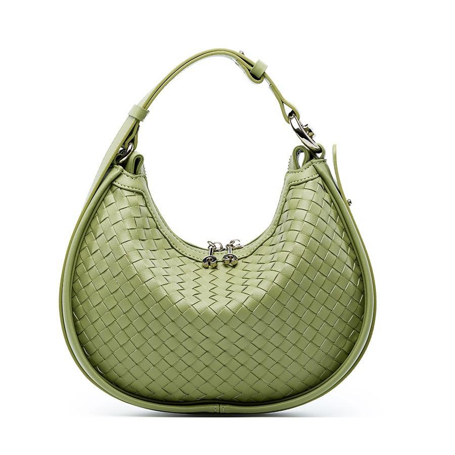 Fashion Underarm Women's Bag New Niche Cowhide Shoulder Messenger Bag Woven Crescent Bag