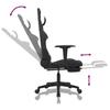 Gaming Chair with Massage Function and Footrest Black and White Fabric