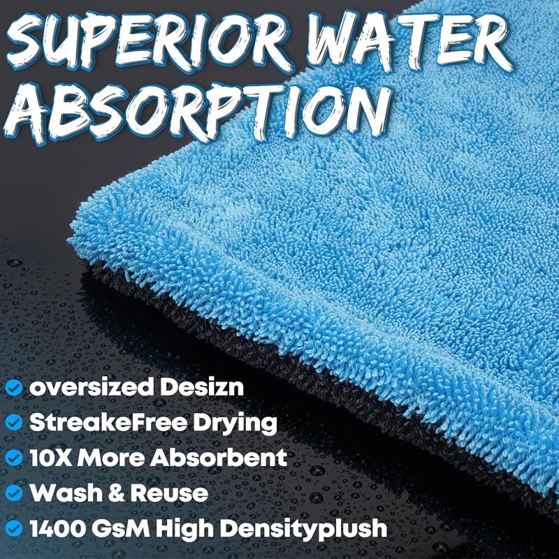 1000GSM Ultra-Thick Drying Towel for Car/Motorcycle Oversized 60x90cm Cleaning Cloth Soft High Absorbent Car Detailing Towels