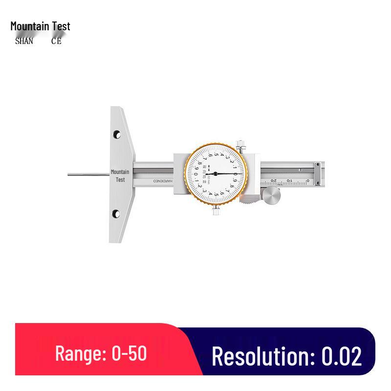 High Precision Dial Depth Caliper with Thin Rod, 0-150mm Stainless Steel for Small Hole Measurement