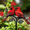 Elegant Yard Decoration Posts Metal Bird Garden Stake Decor, Weather Resistant Printed Flat Art Ornament, Rustproof Planter Non-fading Pot Insert for