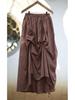 Qiu Xiaonuan's Dark & Cool Heavy Pleated Swing Skirt