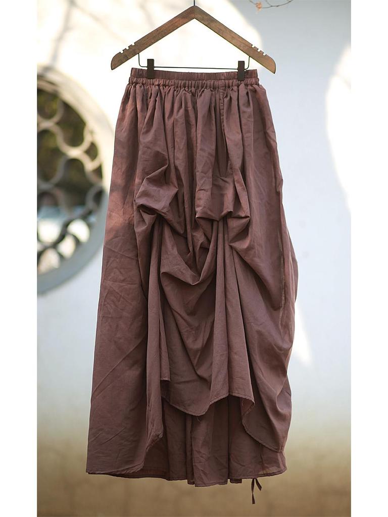 Qiu Xiaonuan's Dark & Cool Heavy Pleated Swing Skirt