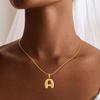 Gold Plated Initial Letter Pendant Necklace for Women Gold Color A-Z Alphabet Stainless Steel Chain Necklace Charm Jewelry Gifts