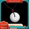 Xinjiang Golden Silk 25mm White Jade Mutton Fat Pendant
