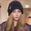 Woman Loose Beanie Hat Casual Drawstring Design Pile Hat Female Streetwear Outdoor Fashion Winter Knitted Hat