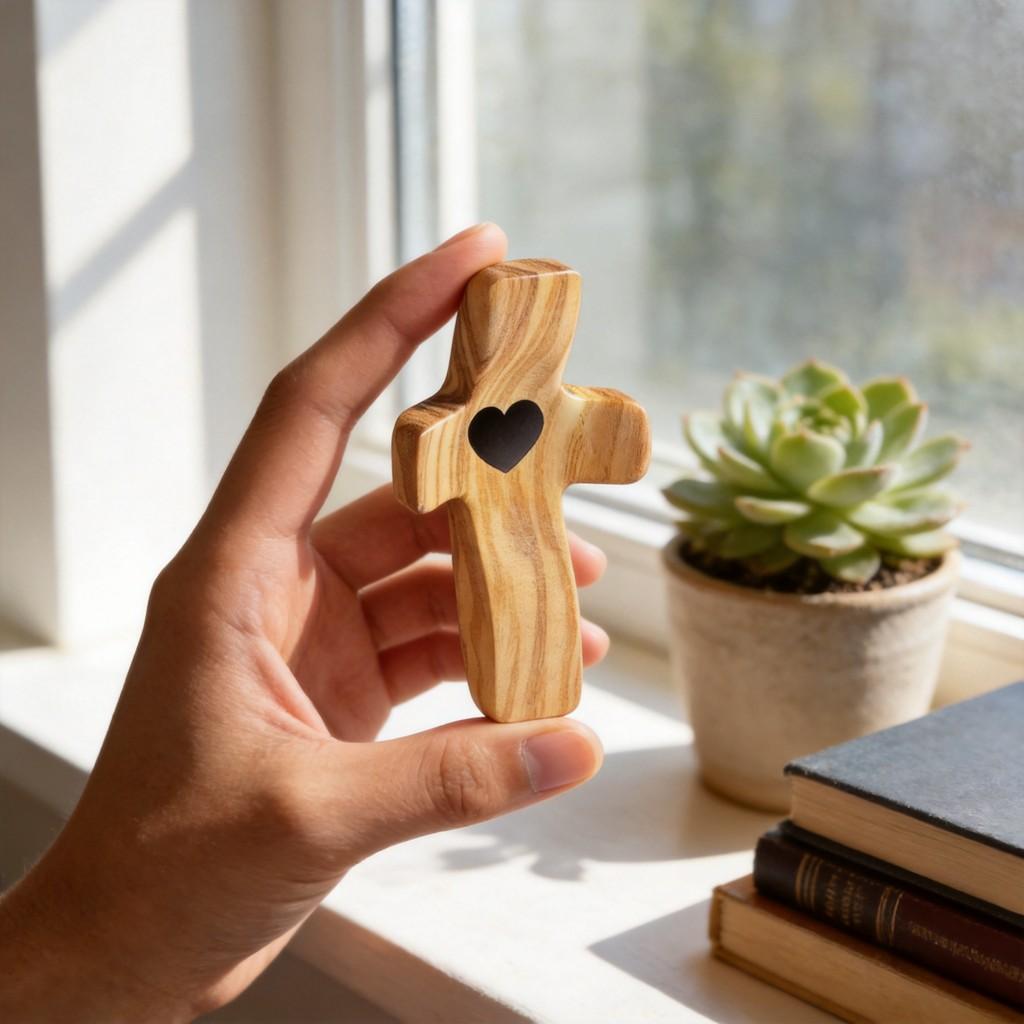 Black Walnut Cross Hand Carved Wooden Religious Pendant For Easter Gift