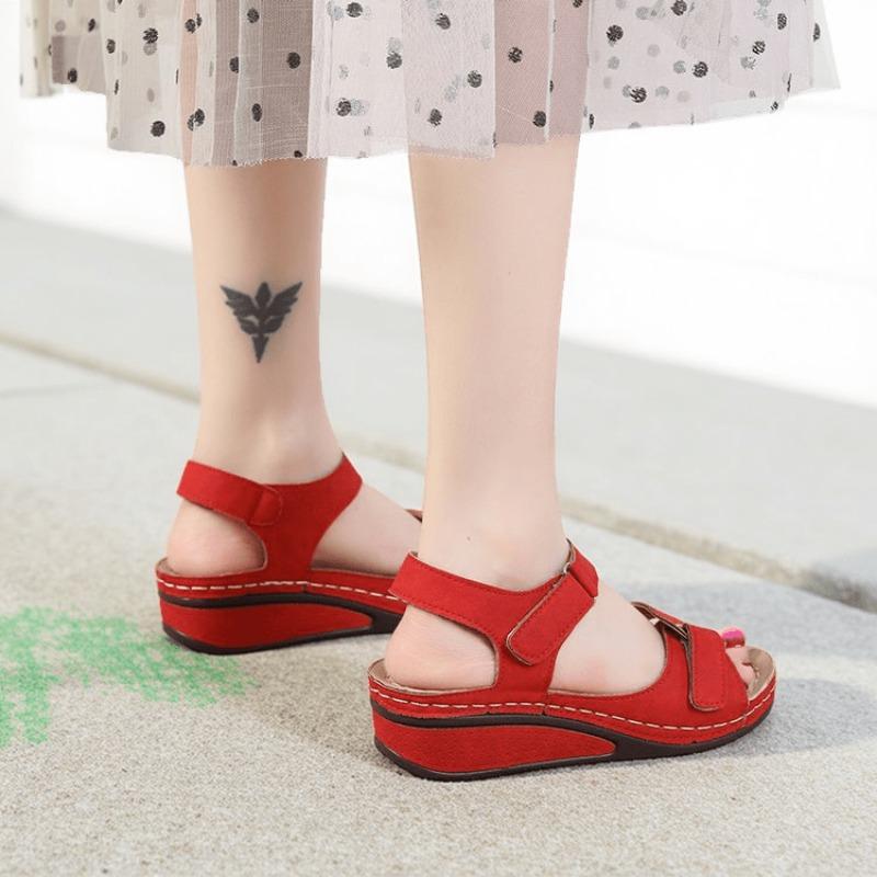 Open Toe Women's Sandals Summer Soft Sexy Female Sandals Wedge Buckle Orthopedic Sandal with Arch Support