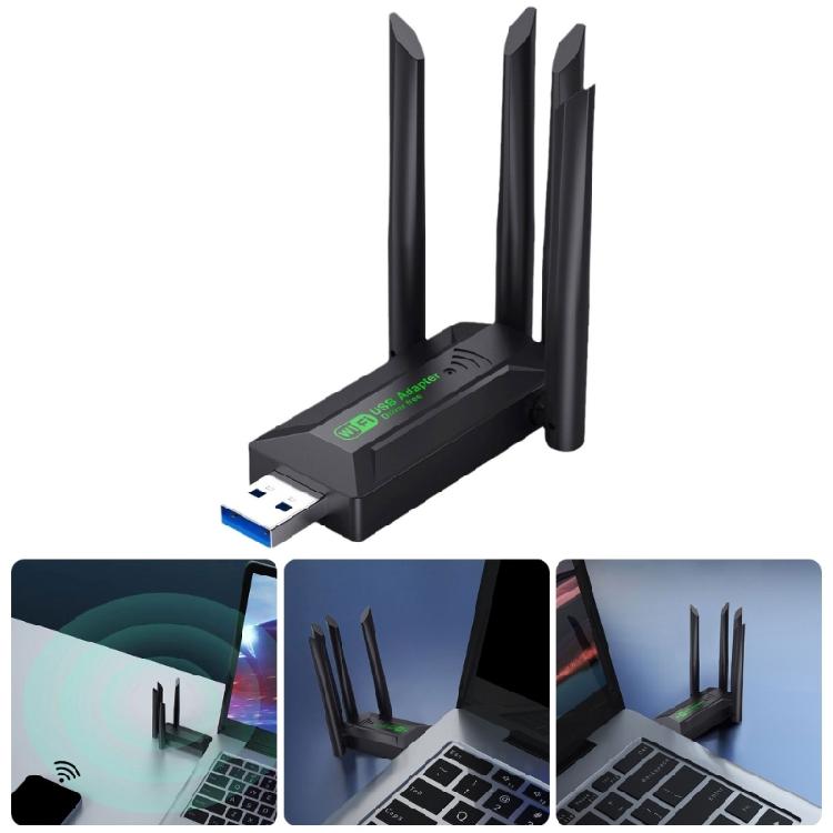 1300Mbps USB WiFi Card 2.4/5Ghz Double Band 4 External Antennas For Wide Compatibility