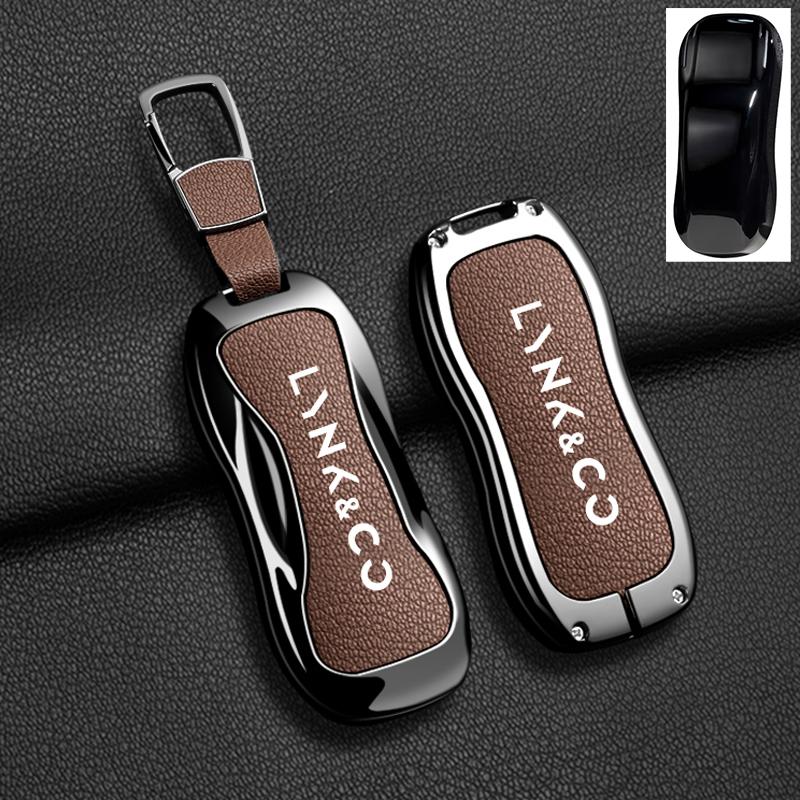 New Car Key Case Cover Fob Shell For Lynk & Co 05 06 03 09 01 2 Zinc Alloy Leather Remote Full Protector Keychain Accessories