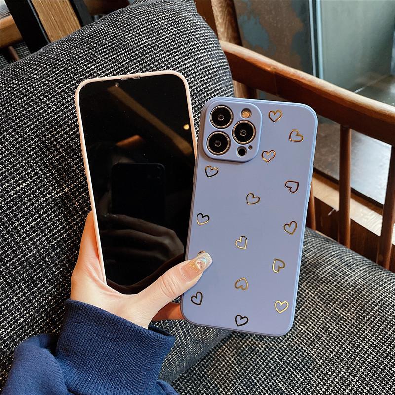 Ottwn Fashion Candy Color Love Heart Handyhülle für iPhone 13 Pro Max 14 Pro Max 11 12 Pro X XR XS Max 7 8 14Plus Weiche TPU-Abdeckung