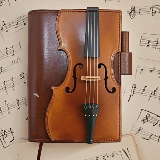 Vintage Violin Faux Leather Notebook Retro Journal with Musical Note Design Musical Gift for Musicians Collectors