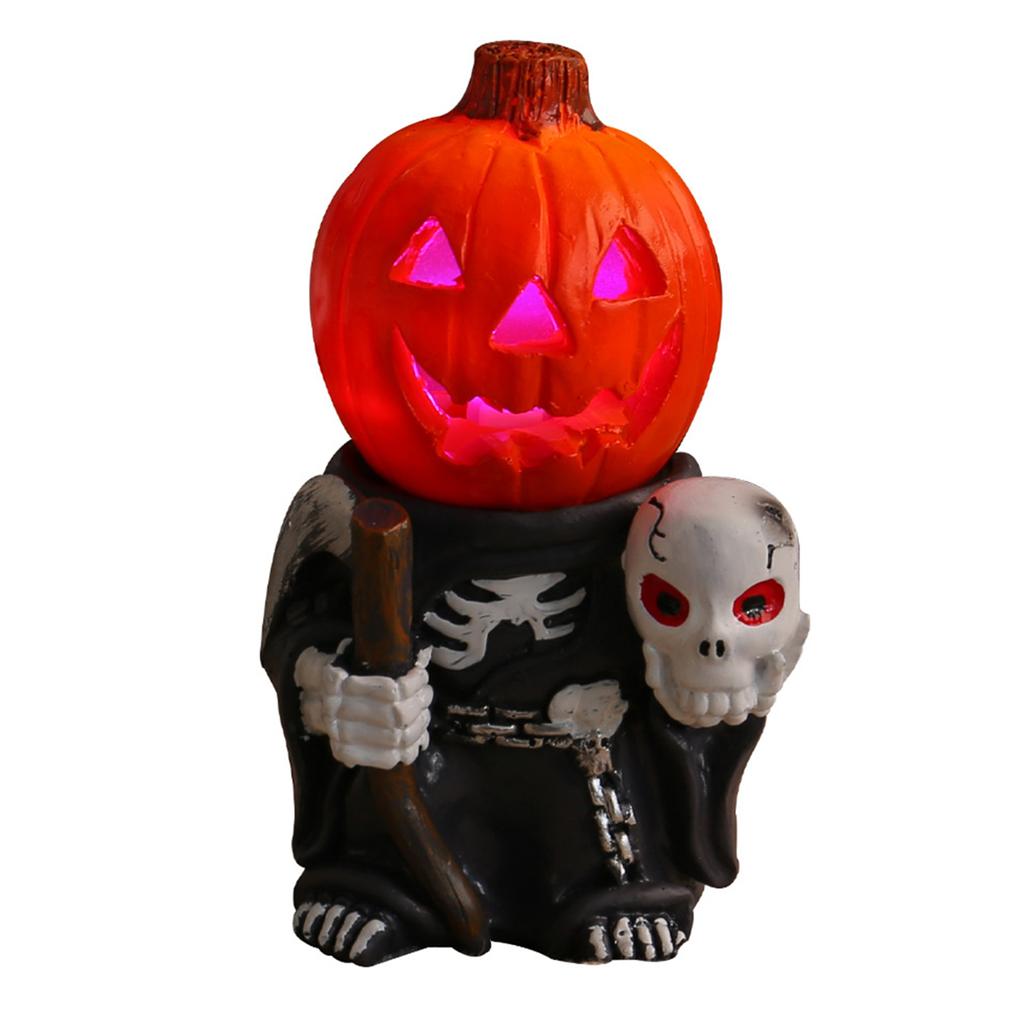 Glowing Pumpkins Head Ornament Horror LED Decoration Ornament For Themed Party