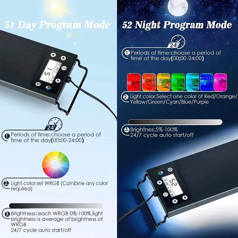 Ultra Slim LED Light for Aquarium, 30-60cm, 24/7 Mode, Dimmable, for Plant Grow