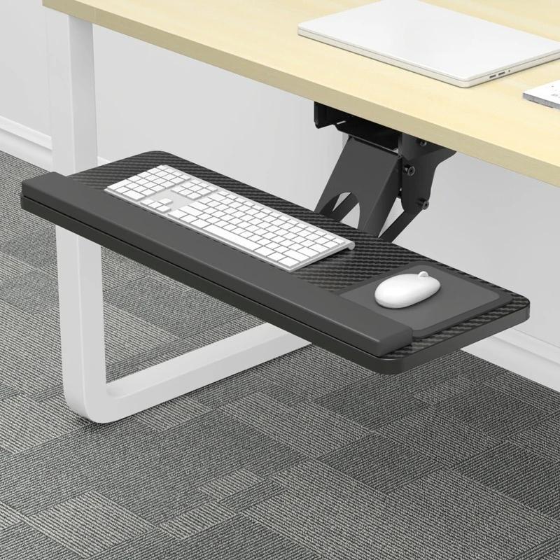 Ergonomic Keyboard Stand with Sliding Drawer Mouse Tray Desk Extension Rotating Support Arm for Home Office Computer Desk