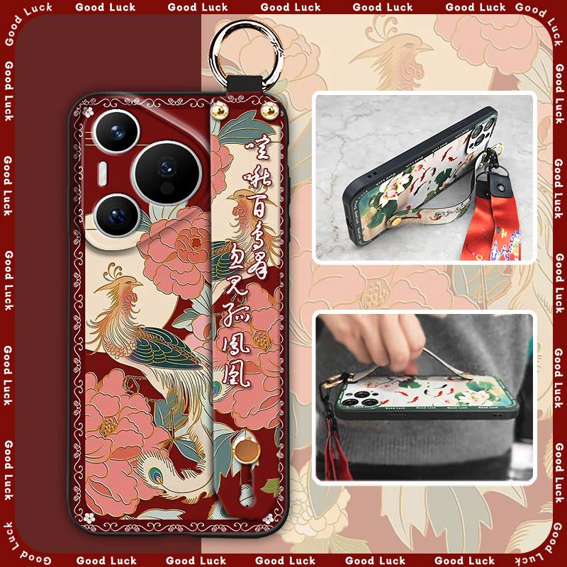 Durable For Mom Phone Case For Huawei P70 Pro/Pura 70 Pro+ Chinese Style Ring Silicone Protective Elderly Lady Lanyard