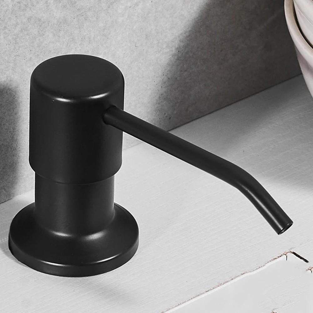 300ML Kitchen Sink Soap Dispenser Black ABS Dispenser Detergent Liquid Soap Lotion Dispensers Stainless Steel Head Reusable Tool
