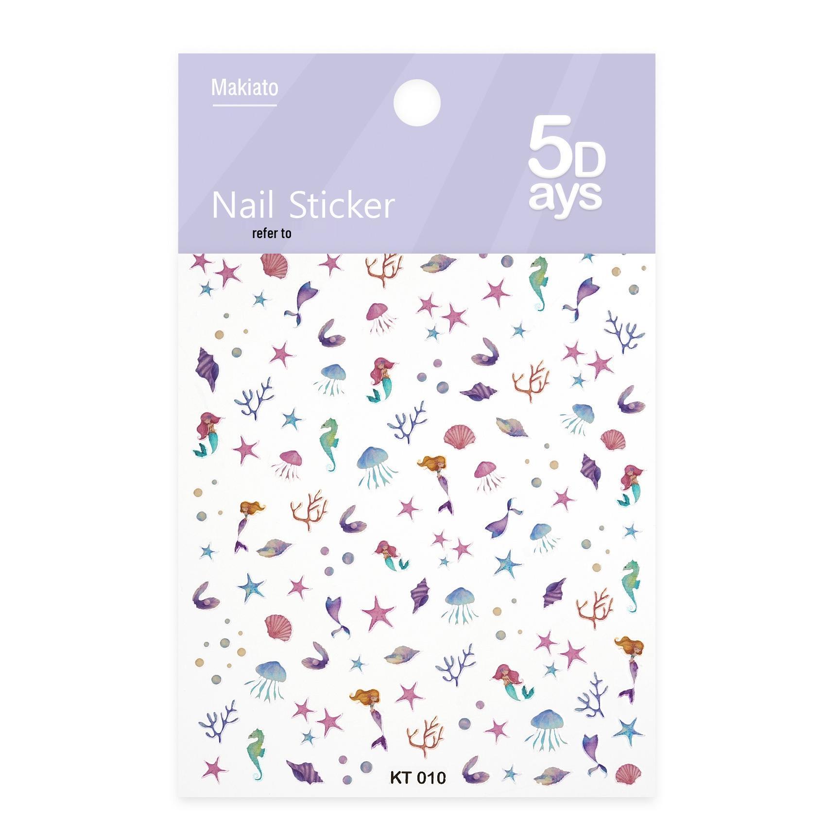 

Красочные наклейки для ногтей с морскими ракушками и кораллами