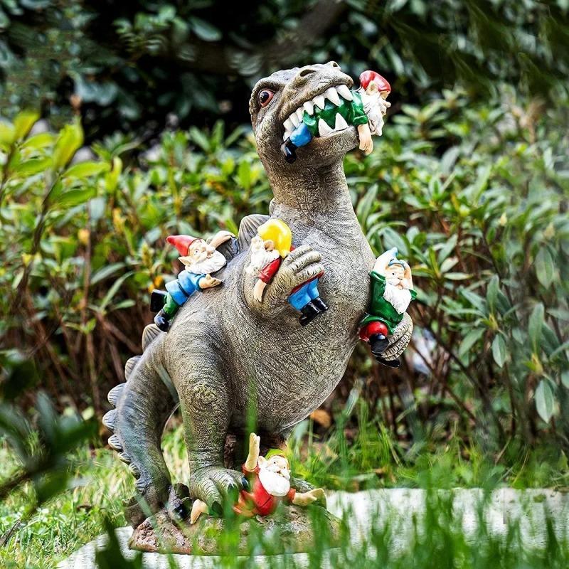 Garden Dwarf Statue Courtyard Decoration Outdoor Garden Decoration Dinosaur Dwarf Ornament Courtyard Lawn Decoration Female Gardening Gifts