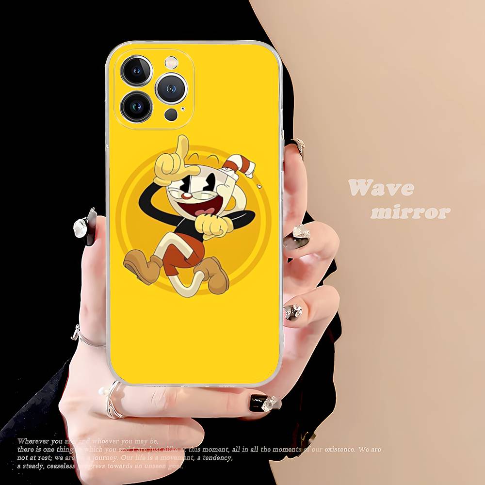 Comedy Animation C-Cuphead Cartoon Transparent Soft Phone Case For IPhone 15 12 14 16 17 13 Plus 11 Pro Max 13 Pro