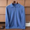 Autumn And Winter New Polo Shirt Cashmere Men'S Fashion Casual Pullover Lapel Long-Sleeved Versatile Top