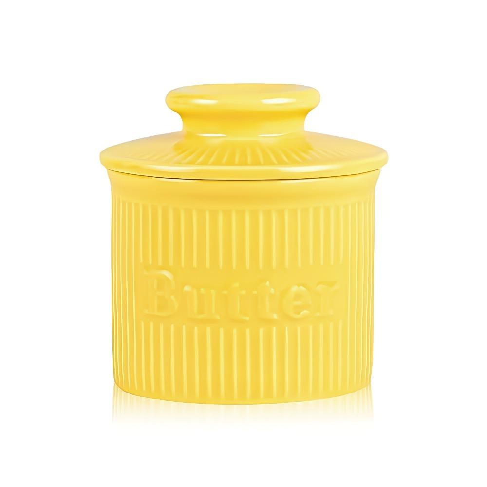 Strip Pattern Butter Crock with Lid Butter Keeper Practical Ceramic Butter Bell Kitchen
