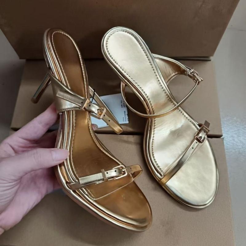 Luxury Gold High Heels Women Sandals Summer Sexy Open Toe Ring Stiletto Mules Fashion Party Wedding Shoes 42 золотой 5300₽