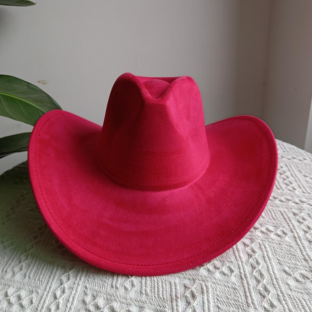 Suede Purple Cowhead Cowboy Hat New Large Size Cowboy Hat Suede Material Water Drop Top Men's and Women's Knight Hat 2023
