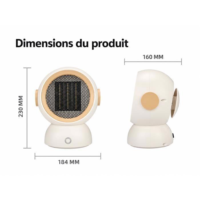 Chauffage soufflant - AIMOONSA - Mini 1000W - 600/1000W - Protection surchauffe & arrêt anti-basculement - Compact