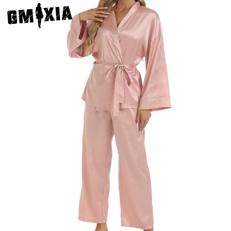 GMXIA Women's Homewear Set Autumn Casual Fashion Pajamas Bathrobe Set