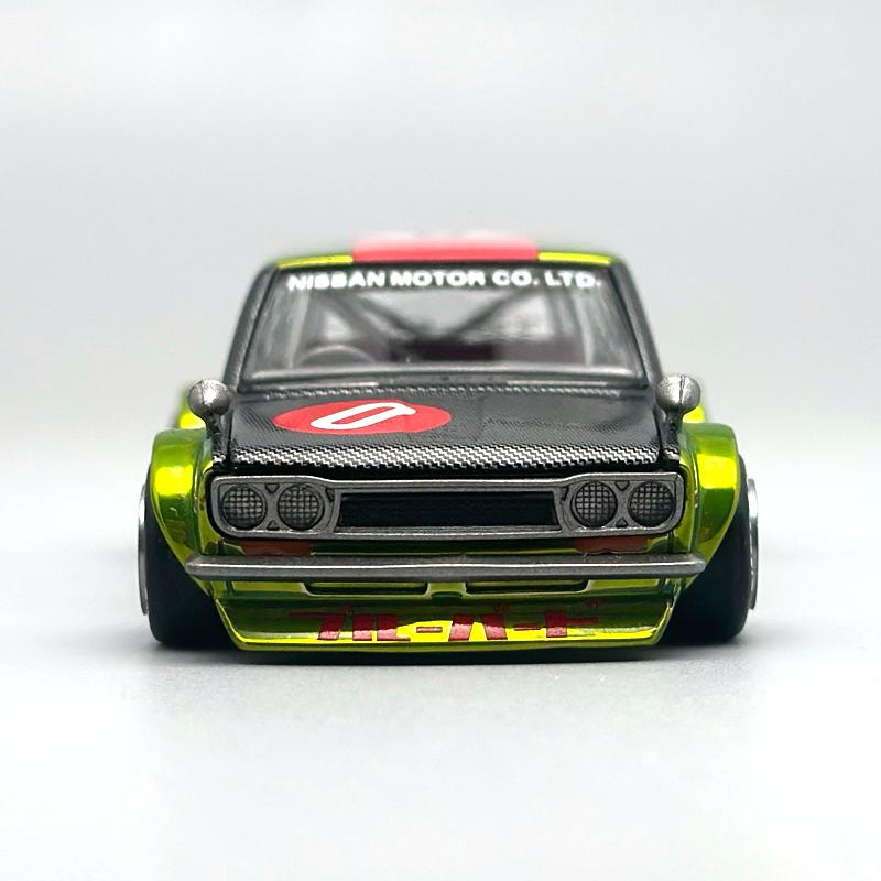 Kaido House MINIGT Datsun KAIDO 510 Wagon OG Flo Yellow chrome alloy car Model 164