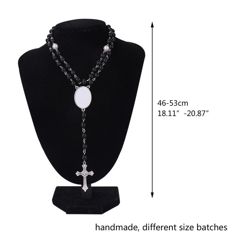 Trendy for Cross Pendant Sublimation Necklace Rosary Beads Necklace Catholicism Prayer Religious Jewellery for Family El