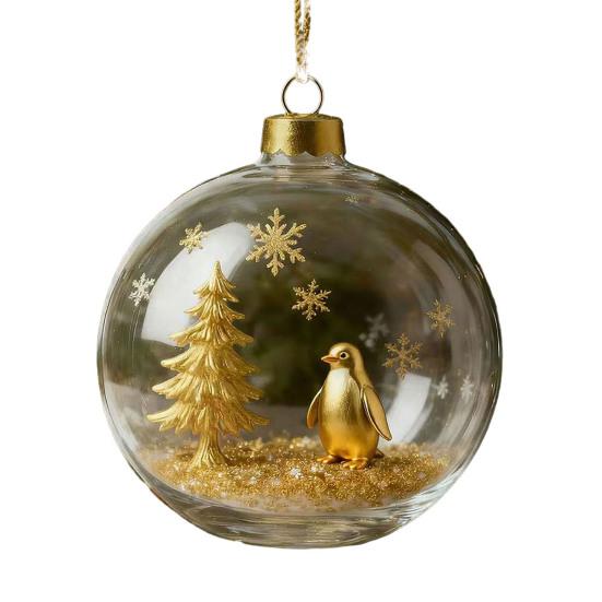 3D Wildlife Animal Christmas Ornaments Clear Plastic Xmas Ball Ornament Christmas