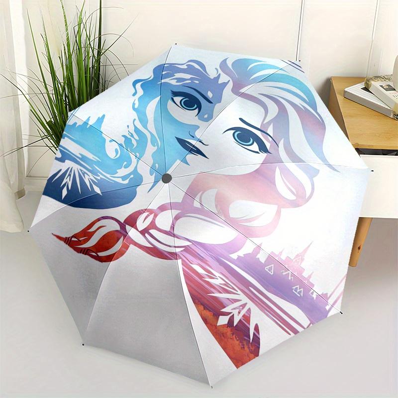 

Frozen Elsa Themed Automatic Opening and Closing Folding Umbrella, Reinforced 8 Ribs, Compact Travel Design, Fashionable Folding Umbrella, V