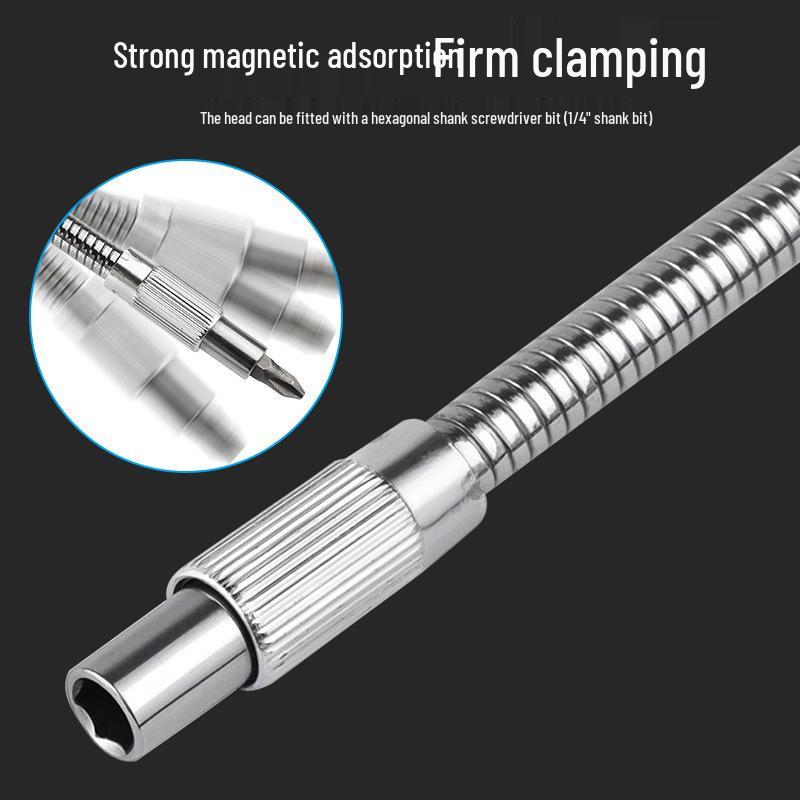 30cm Silver Flexible Shaft Extension Bar for Electric Drill/Screwdriver with Bit Holder