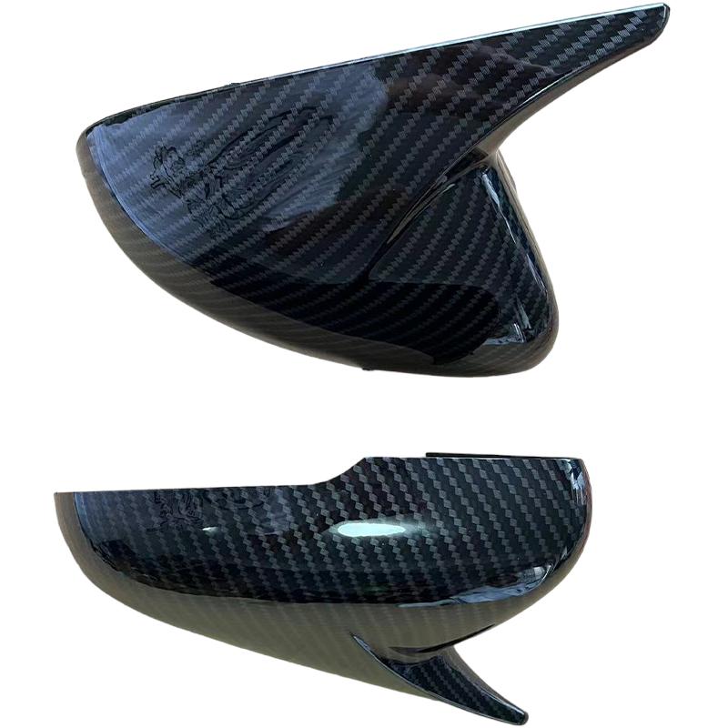 For KIA Stinger 2018-2025 Auto Car Body Side Door Rearview Mirror Cover Sticker Trim ABS Carbon Fiber Style Gloss Black
