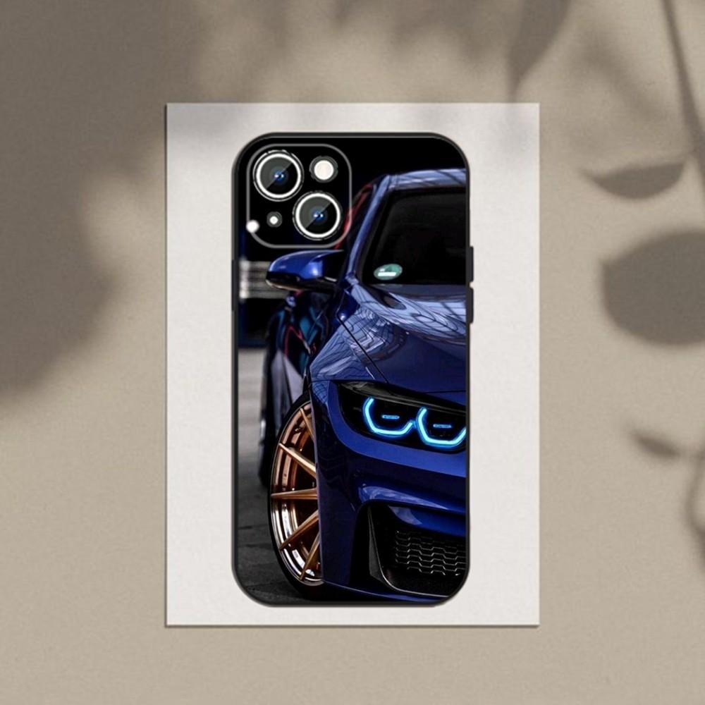 B-Blue Red Car Phone Case Phone Case For Apple iPhone 15,14,13,12,11,XS,XR,X,8,7,Pro,Max,Plus,mini Silicone Black Cover